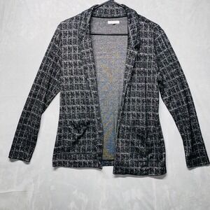Maurices Women's Black White Grid Pattern Open Style Cardigan‎ Sweater Size M